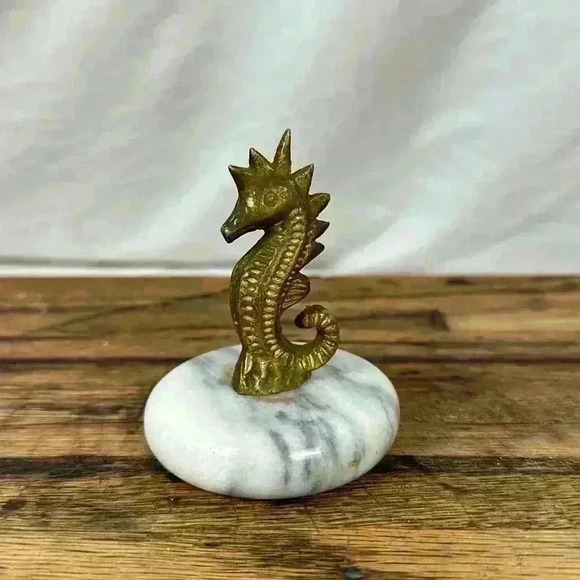 Other - Vintage Brass Seahorse Figurine on Marble Base